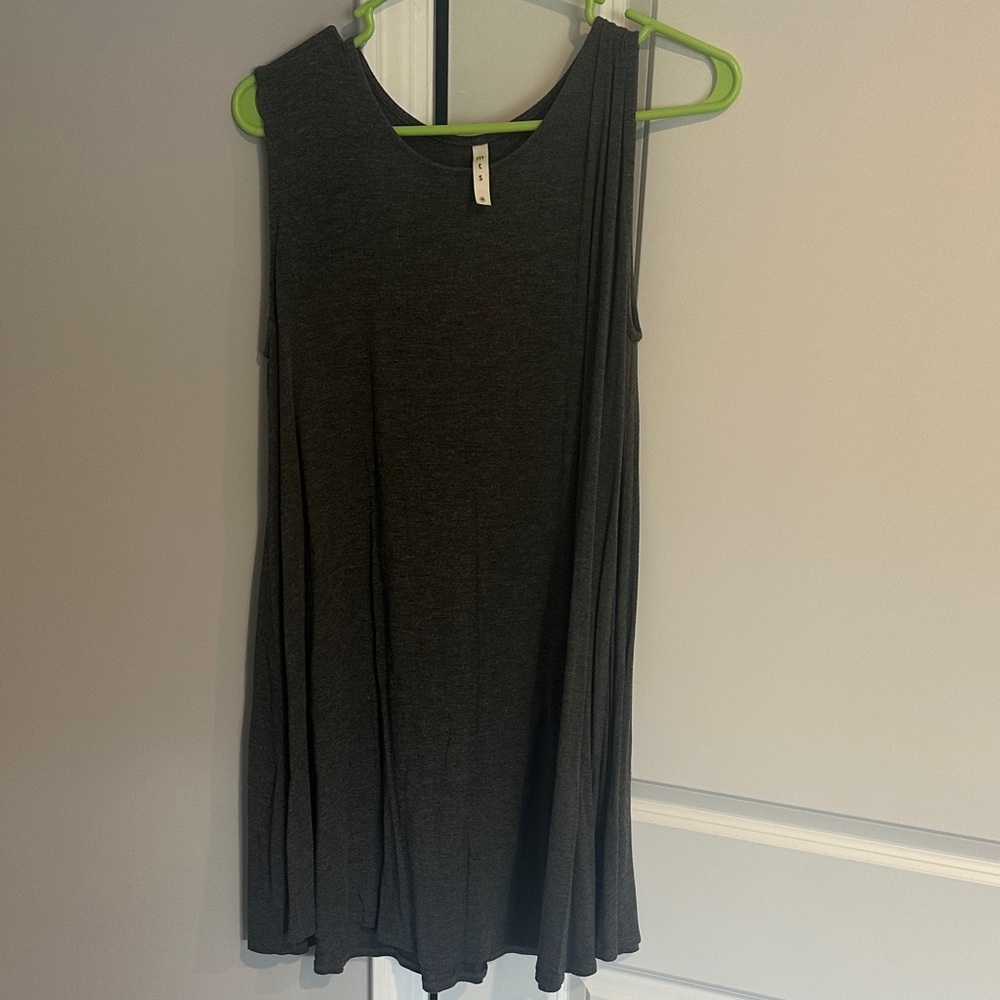 Sleeveless Charcoal Swing Tank Dress - Unbranded